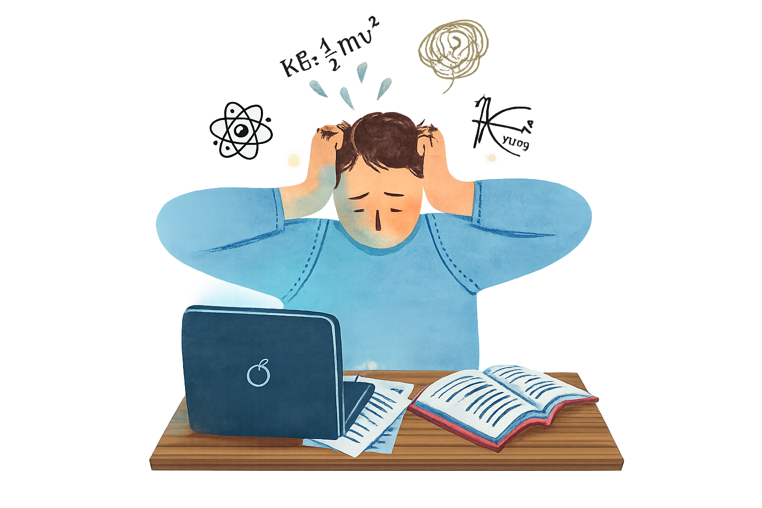 Stressed Student Studying